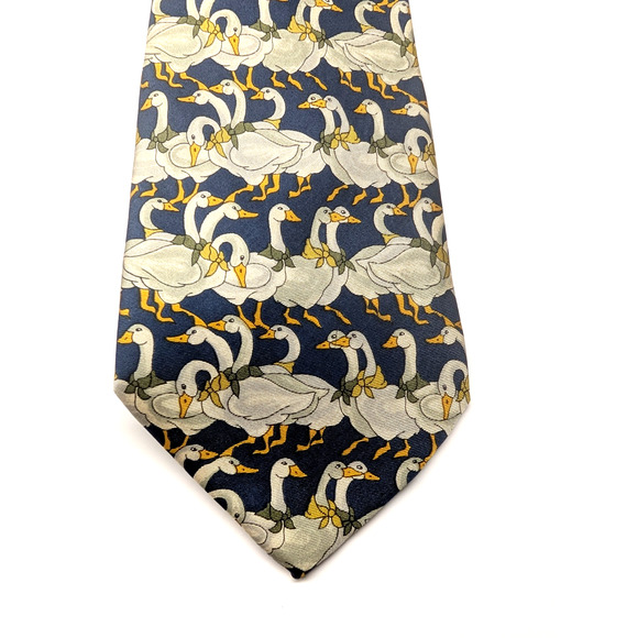 CINQUE LAMPADE 100% Silk Men's Tie Blue Geese w/ Bandanas Firenze Made in Italy - Picture 2 of 4